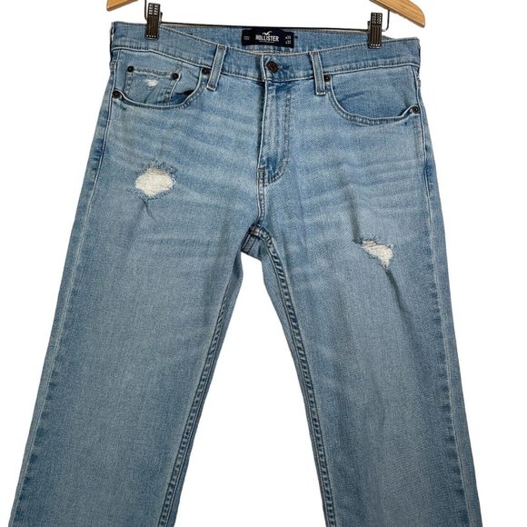 Hollister Mens‎ Jeans Slim Straight Size 31 x 32 Distressed Flex Denim Stretch - Picture 2 of 13